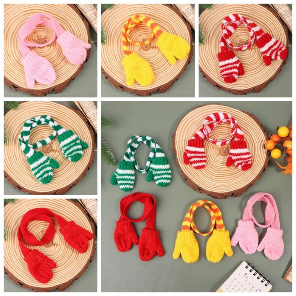 Мягкий кукольный шарф с перчатками Шарф на шею Шапочка для мини-кукол Милые зимние кукольные аксессуары Рождество