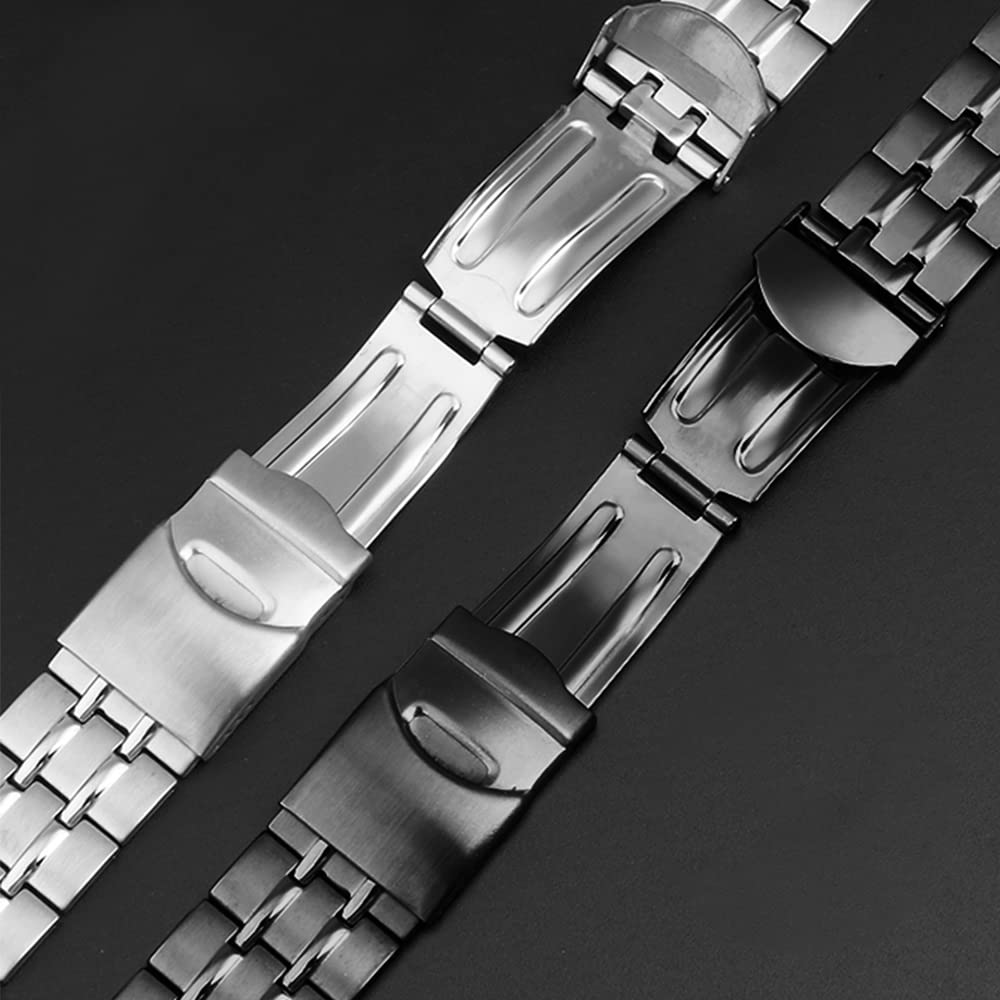 Ремешок для часов Swatch Strap 17 мм 19 мм 21 мм из нержавеющей стали с металлическим ремешком [ZHUOLEI] (Черный, 21мм)