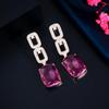 CMM Noble Gold Color Jewelry Square Zirconia Drop Earrings