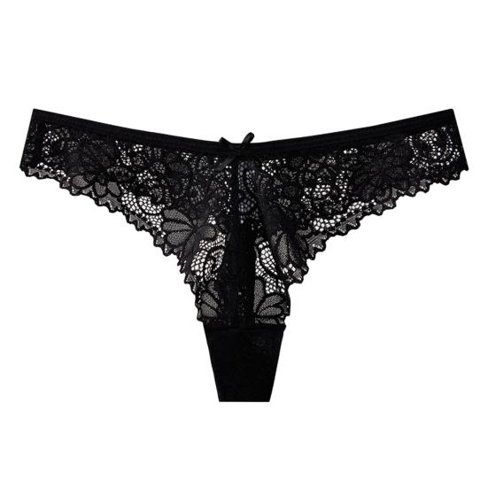 Women's Lace Thongs Sexy T Back Low Waist See Through Bikini Panties Seamless Stretch No Show Underwear