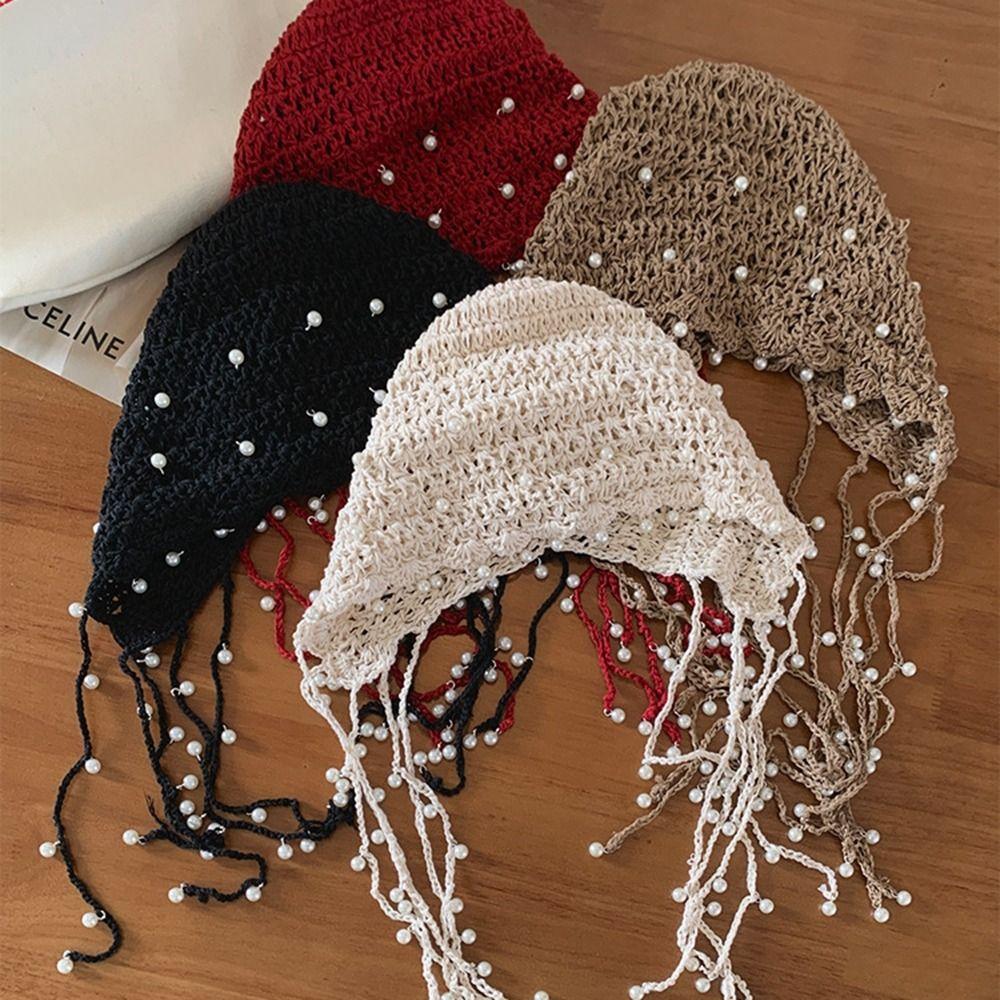 Beanies Knit Cap Crochet Flower Ethnic Style Hat  Apparel Accessories