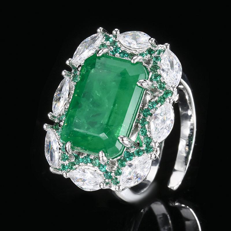 Jewelry Set Jewelry Necklace Ring Earrings Emerald Court Style Vintage Fashion Batch