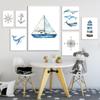Nautical Art Painting Whale Boat Wall Art Canvas Painting Navy Canvas Printed Bedroom Decoration