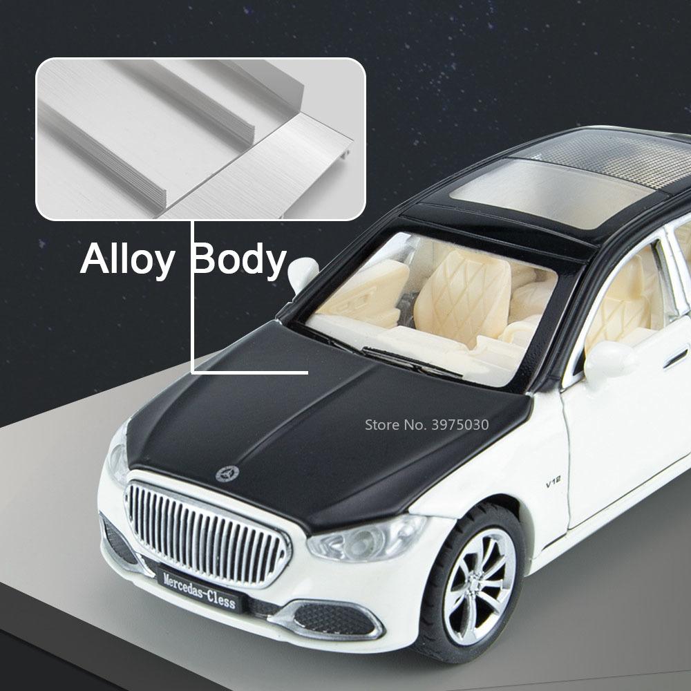 1/32 Alloy Diecast Benz Maybach S680 Car Model Scale Toy High Simulation Vehicle Door Can Open Pull Back Collect Decorative Toys