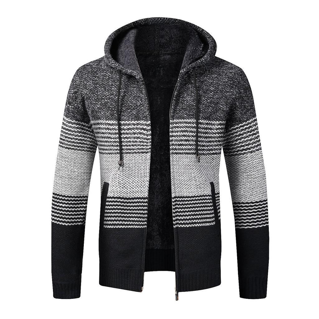 Свитер с капюшоном, кардиган, мужской свободный плюшевый утолщенный свитер соответствующего цвета, пальто