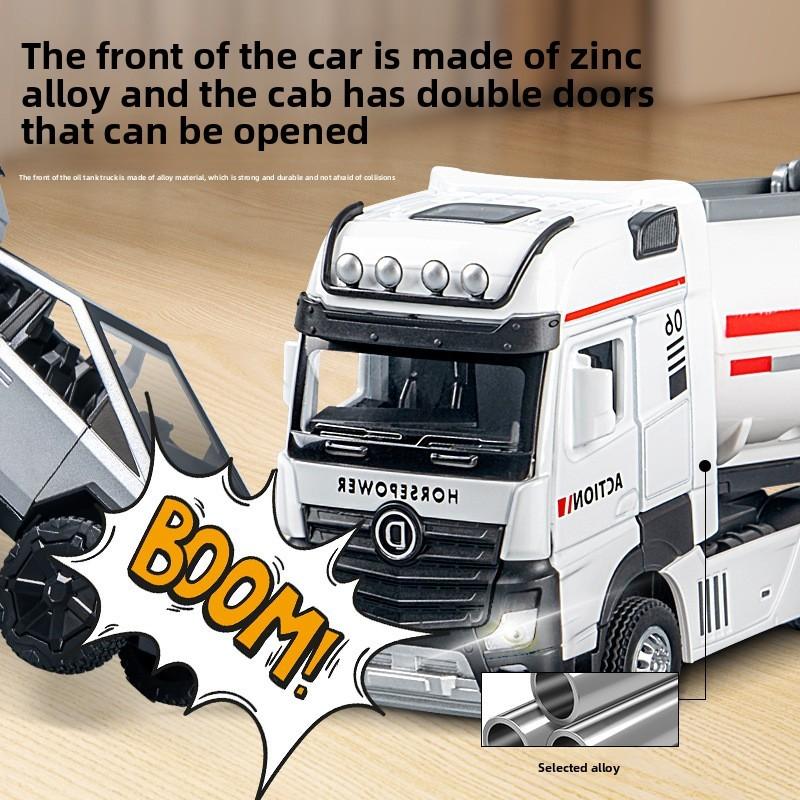 Модель инженерной машины Длинный сплавной бензовоз со светом и звуком для детской игровой комнаты