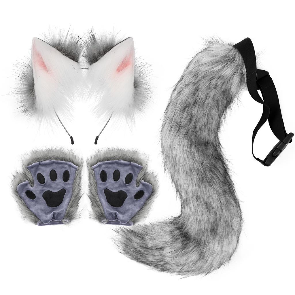 Simulation Claw Plush Fox Ears Hairband Beastly Ears Beastly Tail Paw Cosplay Party Accessory Adult Toy Girls Cosplay Headwear