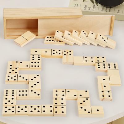Деревянный набор для игры в домино и шахматы - высококачественные игрушки для настольных игр, оснащенные прочными коробками для хранения, очень подходящие для семейных игровых вечеров