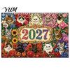 Stress Relief Hobby 2027 Diamond Art Painting Pattern Wall Calendar, Rhinestone Gem 12 for Bedroom Monthly Planner, Jan. 2026-Dec. Hanging Calendar