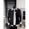 Men's Striped Varsity Jacket Color Block Zip Up Sweatshirt Couple Coat