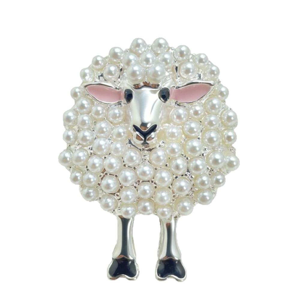 Zinc Alloy Pearl Brooch Full Drill Design Fashion Brooch Sheep Brooch  For Bags Hats T-shirts Jeans