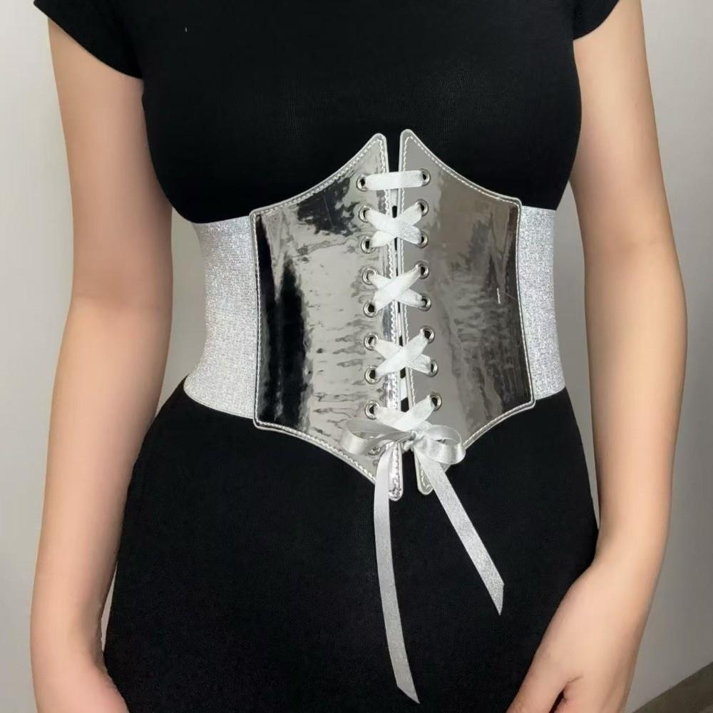 Retro Waist Belt Gold Silver Corset Belt Versatile Wide Belt  for Women
