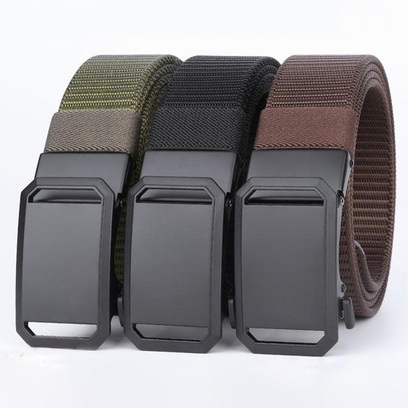 Casual Outdoor Nylon Braided Toothless Automatic Buckle Belt Military Training Breathable Tactical Belt