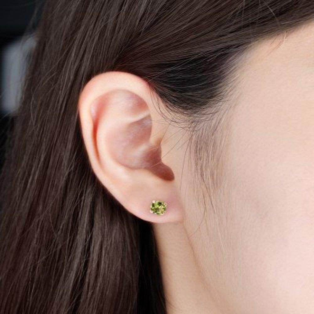 14K Peridot Birthstone Earrings_5.0mm
