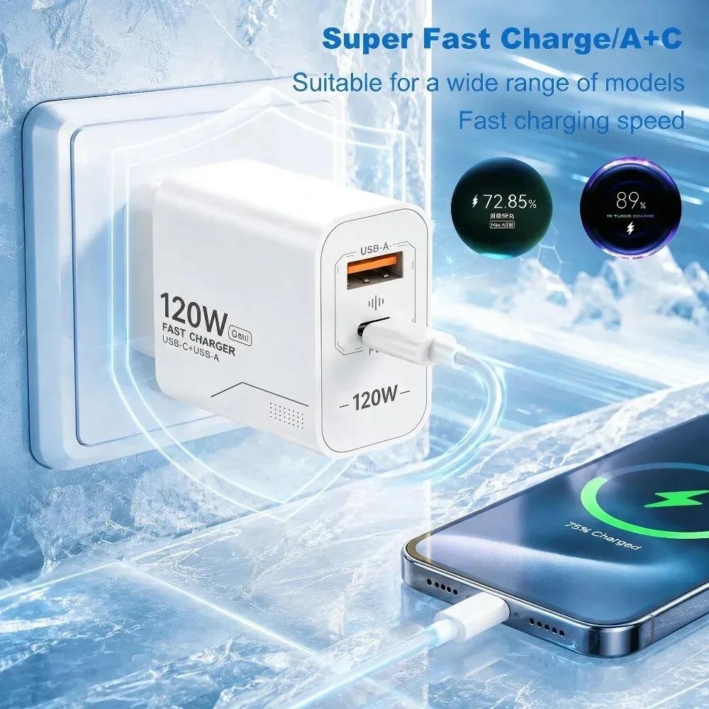 111W Charger GaN Fast Charging 1-Port Type-C USB Wall Adapter Phone Charger Compatible For iPhone Samsung Xiaomi With US/EU Plug