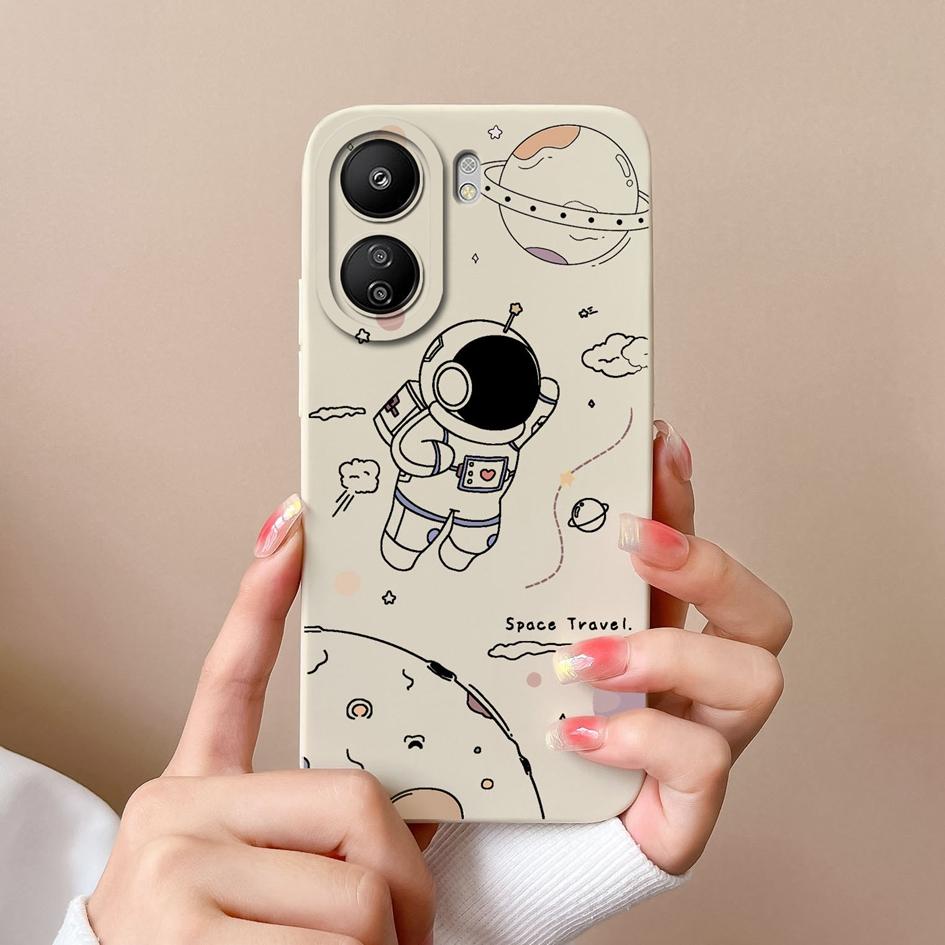 Для Xiaomi Redmi K70 Pro K70E 13C Note 13 Pro + K60 Ultra 13R задняя крышка Роскошный матовый жидкий силикон противоударный защитный бампер для астронавта