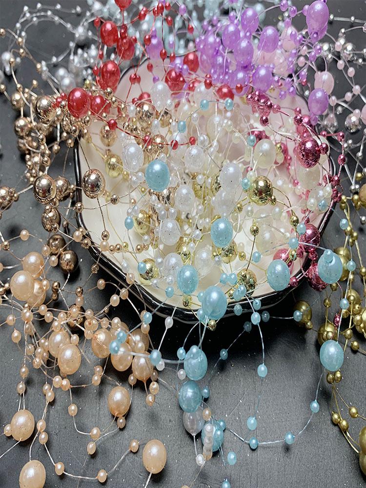 Цепочка из бусин с имитацией жемчуга и цветными кисточками для создания свадебных аксессуаров для волос и букетов для рук своими руками