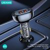 USAMS 80W Car Charger QC PD Quick Charging Fast USB Type C Car Phone Charge For iPhone Huawei Xiaomi Transparent Digital Display
