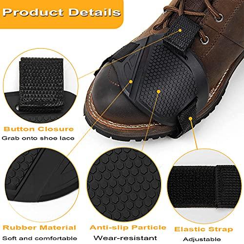 2 Pcs Motorcycle Shoe Protectors - Black Rubber Gear Shift Pads with Anti-Skid Grip for Riding Boots Daily Gear Shifter Protection Accessories