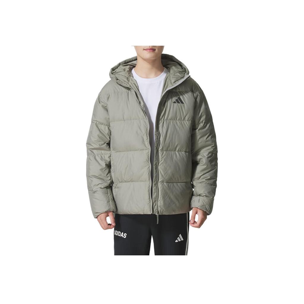 Новые пуховики Adidas Мужские Серо-зеленые KC2479