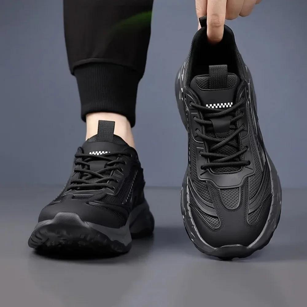 Летние Новые Сетчатые Спортивные Кроссовки для Подростков Толстая Подошва Дышащие Повседневные Модные Молодежные Удобные Кроссовки с Увеличением Роста Кроссовки для Бега