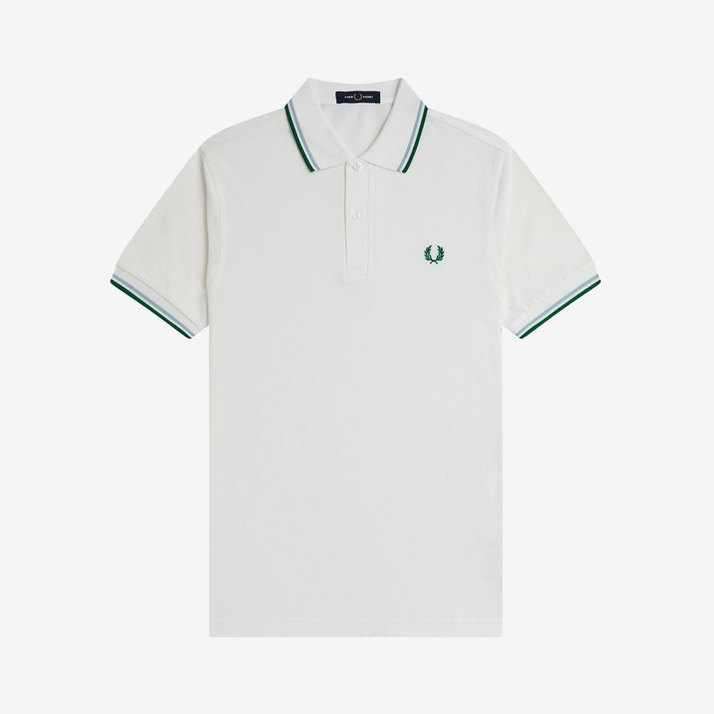 Fred Perry [M3600] Рубашка Fred Perry с двойным воротником - Снежно-белый/Синий для трека/Спортивный зеленый Afpm2533600-Z52