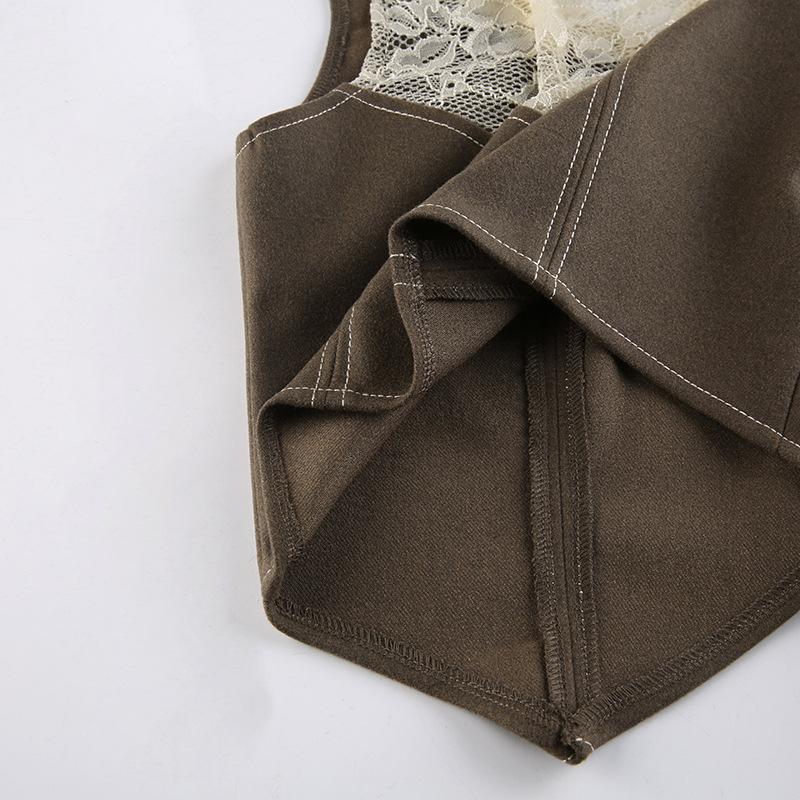 Street Babes, Новое поступление, женская мода, с квадратным вырезом, без рукавов, на пуговицах, классический кружевной жилет на спине, отдельный жилет