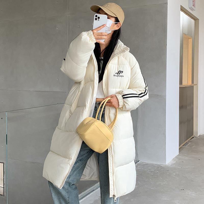 New down cotton-padded clothes women's medium and long hooded cotton-padded clothes loose cotton-padded jackets bread clothes student jackets tide