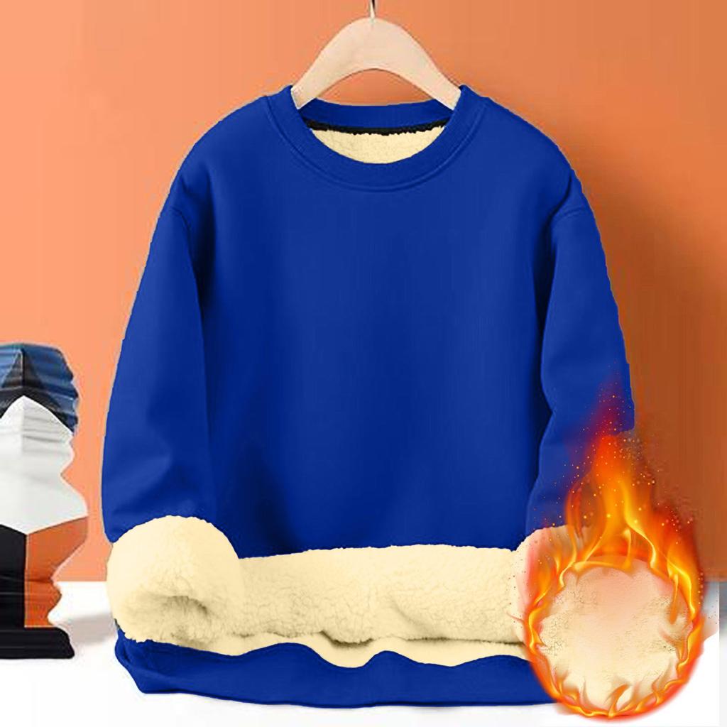 Толстовки для мужчин с длинным рукавом из флиса, повседневные, пушистые, с круглым вырезом, теплые, зимние