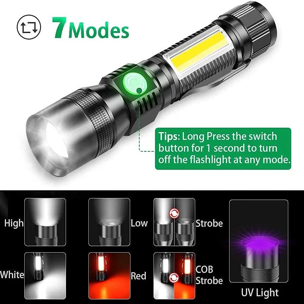Ультрафиолетовый свет и мощный фонарик USB перезаряжаемый фонарь для кемпинга пятна мочи домашних животных черный светодиодный ультрафиолетовый фонарь лампа