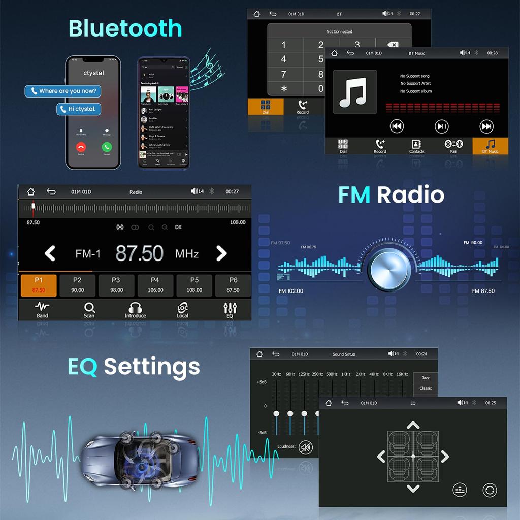 1DIN автомобильная аудиосистема с сенсорным экраном, автомобильное стерео радио CarPlay Android Auto Android Hodozzy SWC Mirror Link FM-радио EQ 7-дюймовая раскладная автомобильная стереосистема с цветным дисплеем