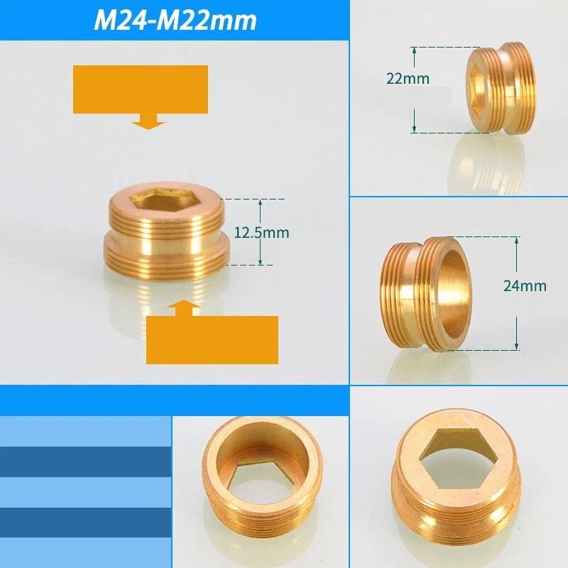 Соединитель-аэратор для крана Hongtu M20 M22 M24 на 1/2" 3/4" Латунный, с наружной и внутренней резьбой, мелкой/крупной | Водосберегающий адаптер для кухонного смесителя