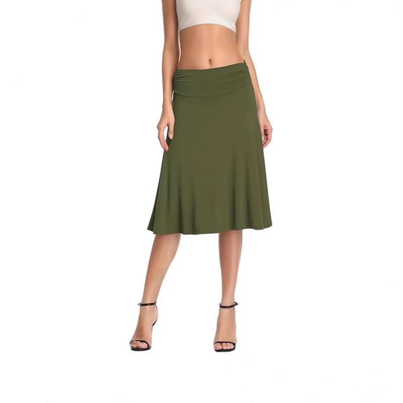 2025 Ruffled Casual Midi Skirt Women Teen Girls Pleated A-Line Daily Commute Dating