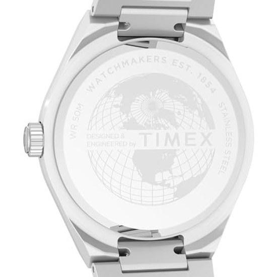 Мужские часы Timex Q Continental День-Дата 39 мм - Браслет из нержавеющей стали Синий циферблат Корпус