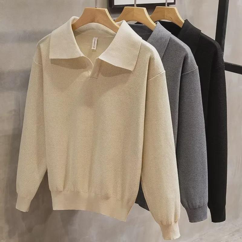 Men's 2022 Autumn/Winter Lapel Polo Pullover Sweater - High-End Trendy Long Sleeve