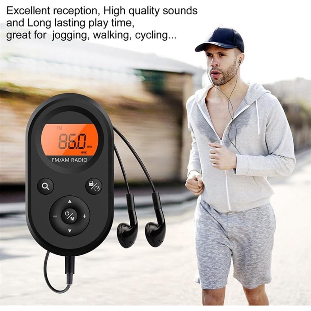 Mini Pocket AM/FM Radio Battery-Powered Stereo Radio with Display Backlight and Headphones