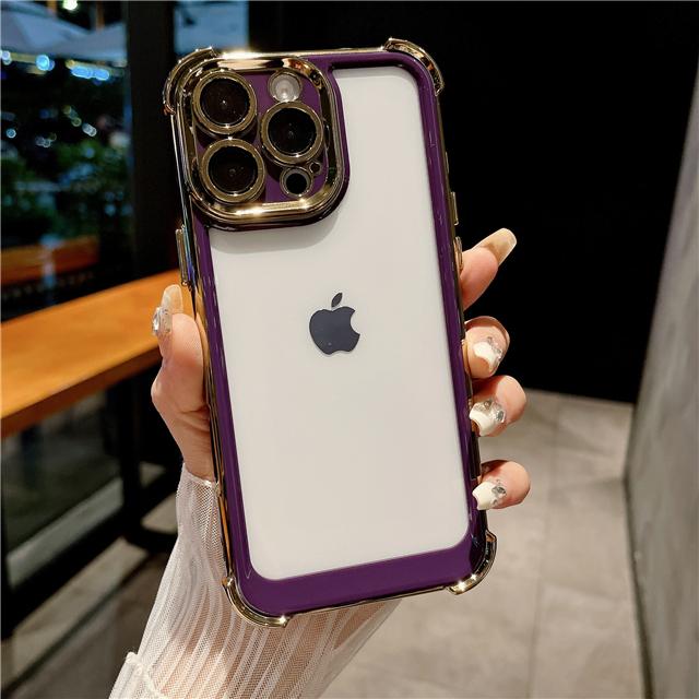 Роскошный чехол для iPhone 16 Pro Max с гальваническим покрытием, мягкой рамкой и прозрачной задней крышкой для iPhone 12 13 14 15 Plus, с защитой для объектива