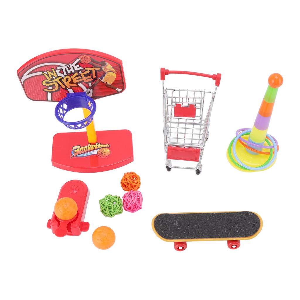 4pcs Bird Training Toys Interactive Fun Basketball Skateboard Trolley Parrot Toys for Budgie