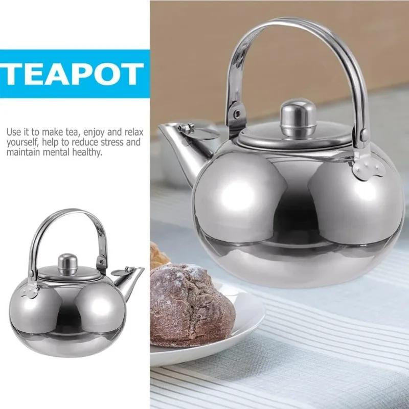 Stainless Steel Water Kettle Tea Pot with Handle Large Capacity Teapot Household Teakettle Coffee Pot for Hotel Camping Cookware