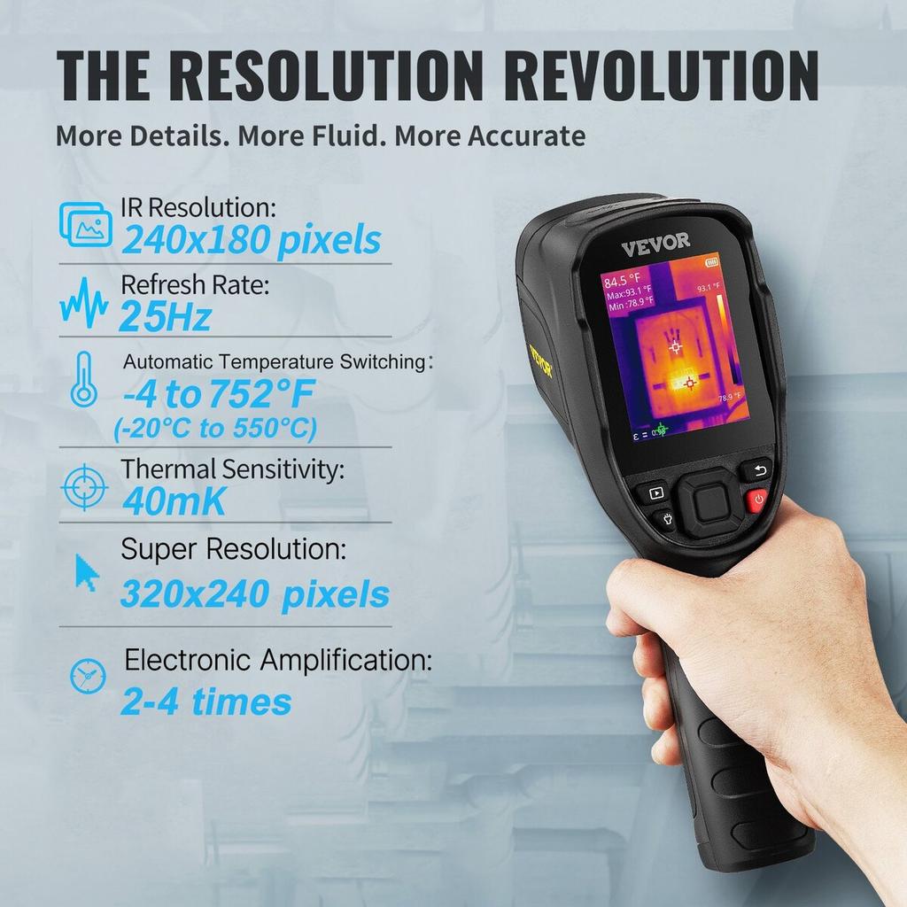 Infrared Thermal Imager Thermal Camera IR Resolution 240x180 2.8" LCD Screen 320 x 240 Pixels Super Resolution