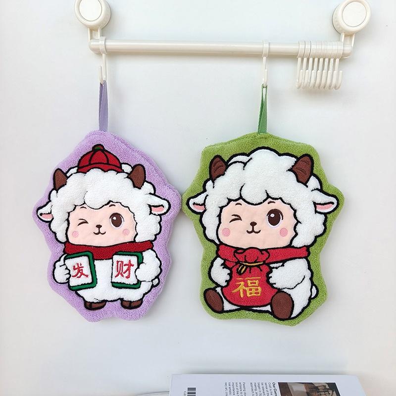 Мультяшная овечка Подвесное кухонное полотенце для рук Супервпитывающее Толстое Прочное для Кухни Ванной Комнаты Домашней Уборки