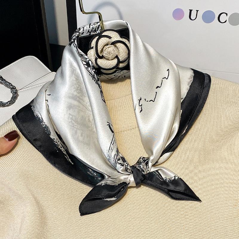 100% Натуральный Шарф из Натурального Шелка Женский Тутовый Шелк Высокое Качество Квадратный Модный Принт Косынка для Волос Шаль Обертывания Хиджаб Бандана Шарфы