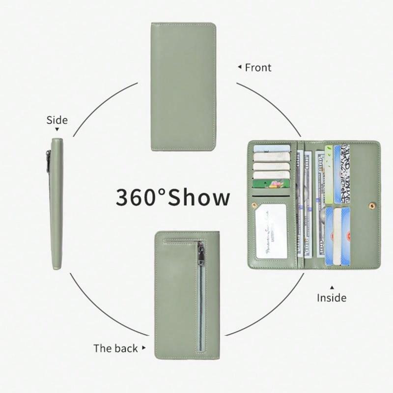 1 шт. ультратонкий кошелек для женщин с блокировкой RFID, держатель для кредитных карт, двойной клатч, кошельки на молнии, дорожный длинный кошелек