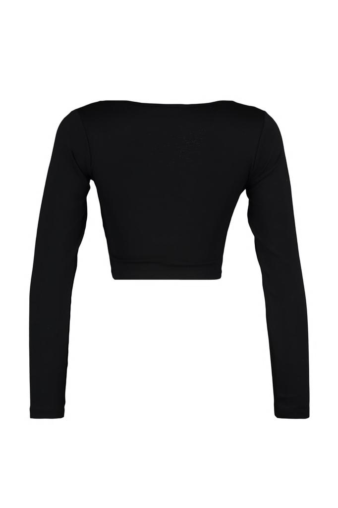 Женская модная новая блузка с каменной окантовкой и детальным квадратным воротником, укороченная трикотажная блузка с интерлоком