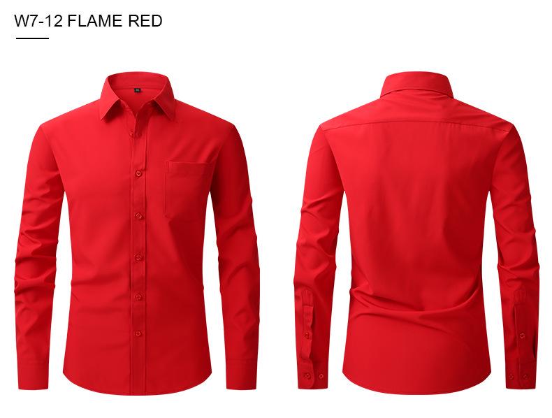 Мужская приталенная рубашка с длинным рукавом, квадратным воротником, однотонная