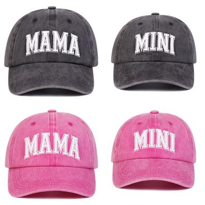 MAMA MINI Вышитая бейсболка с надписью Семейные шляпы Для улицы Регулируемая Солнцезащитная Повседневная шляпа Весна Осень Путешествия Туризм Пляжный отдых
