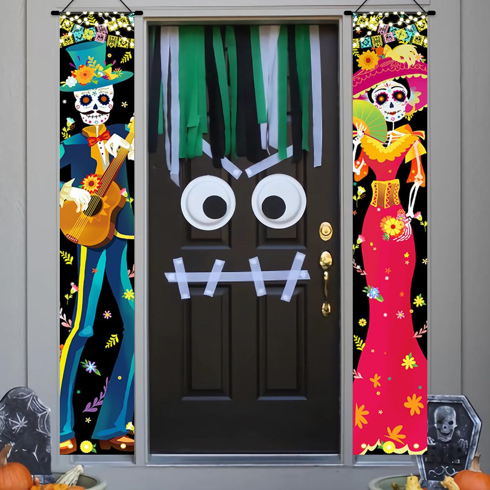 Хэллоуин Мексиканский День Мертвых Вечеринка Крыльцо Подвесной Дверной Занавес Баннер Подвесной Знак Крыльцо Домашний Хэллоуин Украшения Инструменты