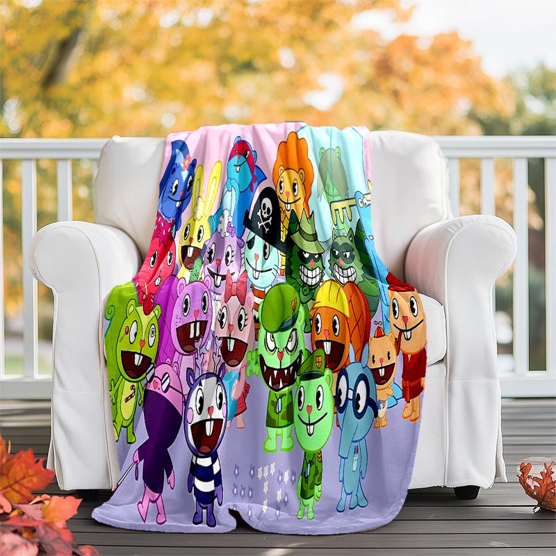 Happy Tree Friends4 printed throw blanket—lightweight,soft,warm;versatile blanket for all seasons—perfect as &air-conditioning throw,nap blanket