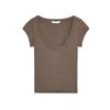 Spring New Women clothes American Style Gyaru Cotton Blended round Neck Super Short sleeve Basic Top 4174320