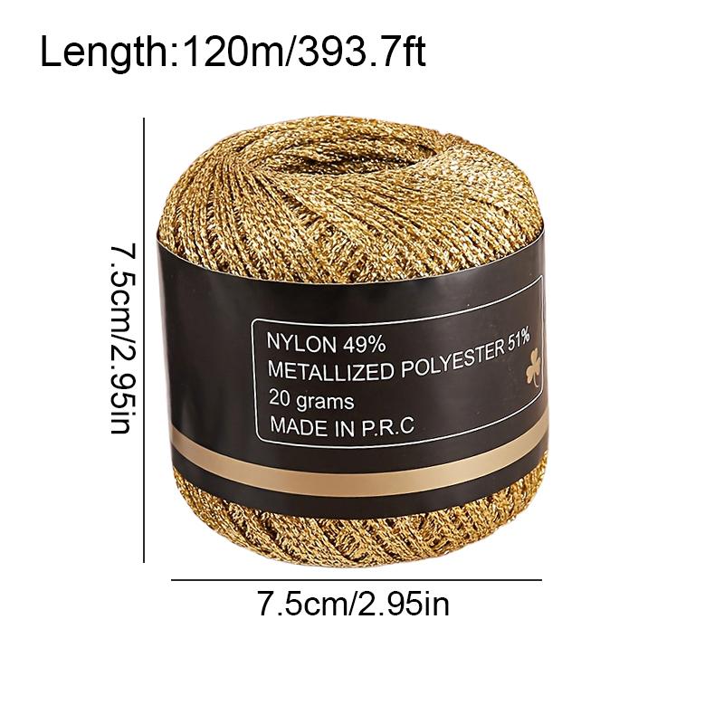 120м ПЭТ Универсальная Золотая Серебряная Гибкая Металлическая Нить Сверкающая Ручной Вязки Блестящая 2мм Прочная Блестящая Пряжа Ремесленного Качества